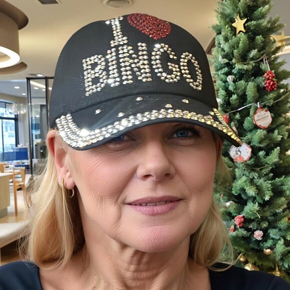 Women’s Rhinestone Baseball Cap Distressed Denim Gift Accessory - Picture 8 of 9